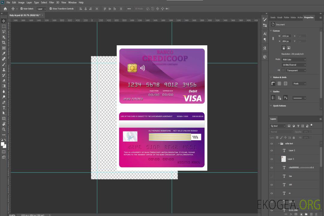 Carte visa Credicoop de la banque argentine template Carte visa Credicoop de la banque argentine template